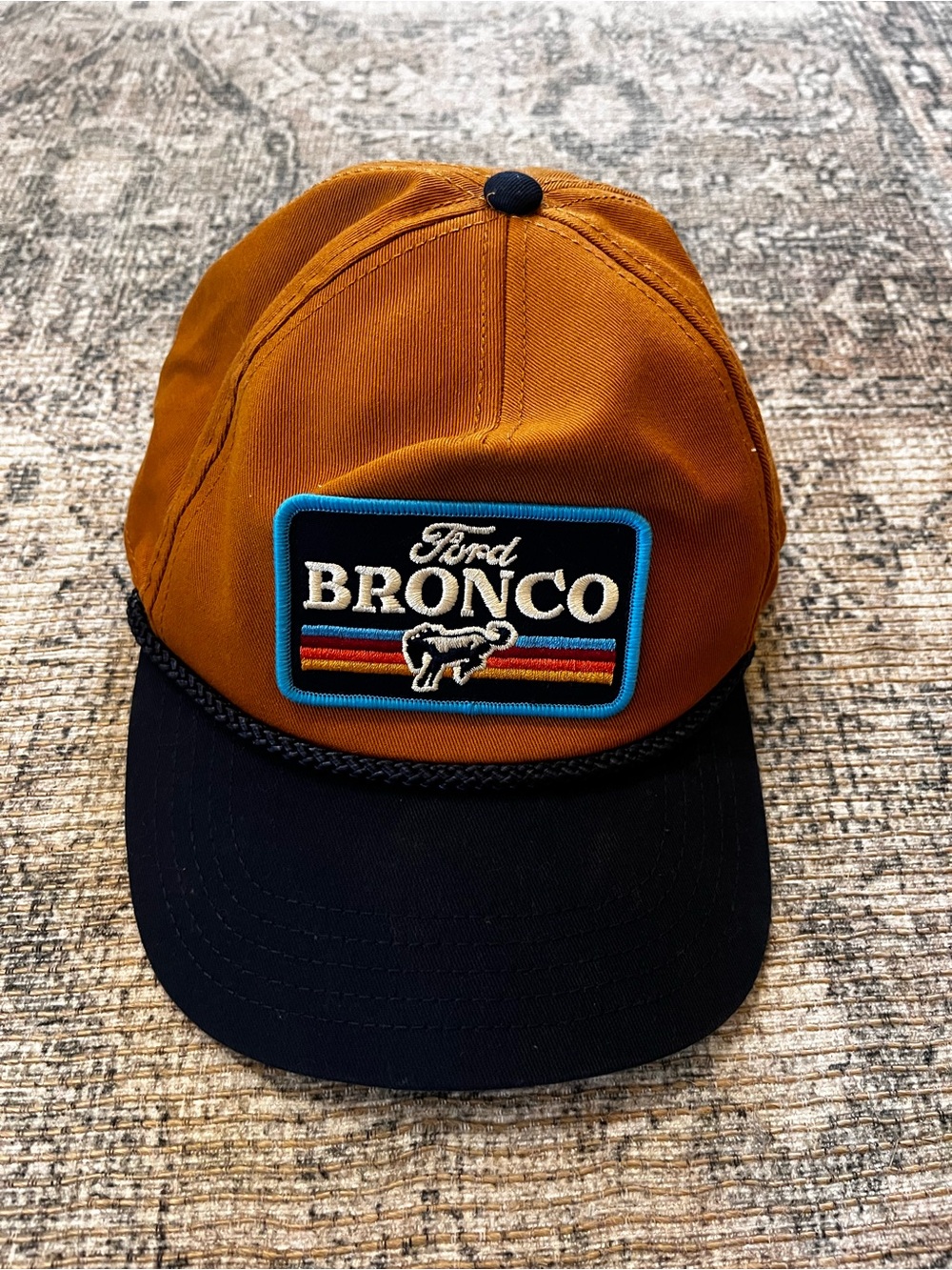 Ford Bronco Patch Trucker Hat - Rust Orange & Black